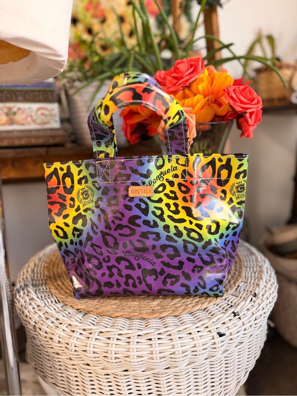 Consuela Rainbow Leopard Grab and Go Mini Tote